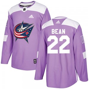 Jake Bean Columbus Blue Jackets Youth Adidas Authentic Purple Fights Cancer Practice Jersey