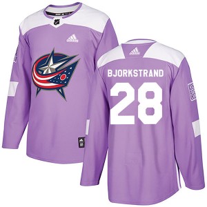 Oliver Bjorkstrand Columbus Blue Jackets Youth Adidas Authentic Purple Fights Cancer Practice Jersey
