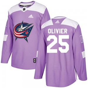 Mathieu Olivier Columbus Blue Jackets Youth Adidas Authentic Purple Fights Cancer Practice Jersey