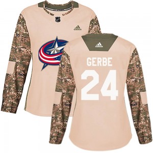 Nathan Gerbe Columbus Blue Jackets Women's Adidas Authentic Camo Veterans Day Practice Jersey