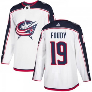 Liam Foudy Columbus Blue Jackets Men's Adidas Authentic White Away Jersey