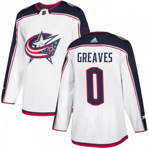 Jet Greaves Columbus Blue Jackets Men's Adidas Authentic White Away Jersey