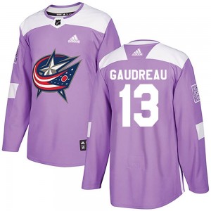 Johnny Gaudreau Columbus Blue Jackets Men's Adidas Authentic Purple Fights Cancer Practice Jersey