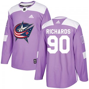 Justin Richards Columbus Blue Jackets Men's Adidas Authentic Purple Fights Cancer Practice Jersey