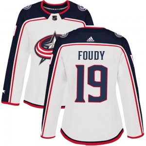 Liam Foudy Columbus Blue Jackets Women's Adidas Authentic White Away Jersey