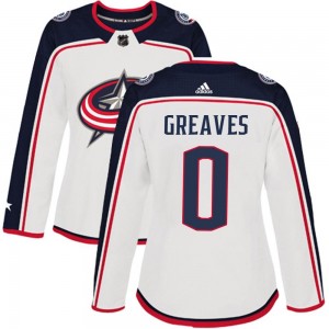Jet Greaves Columbus Blue Jackets Women's Adidas Authentic White Away Jersey