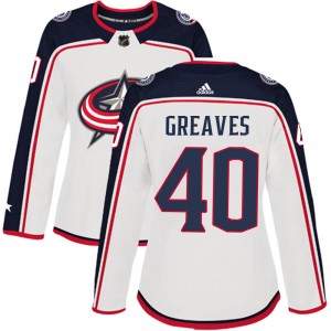 Jet Greaves Columbus Blue Jackets Women's Adidas Authentic White Away Jersey