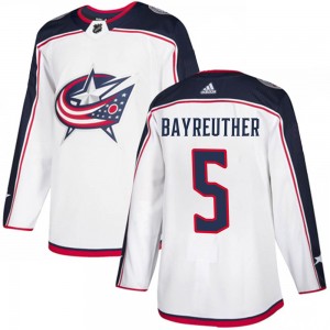Gavin Bayreuther Columbus Blue Jackets Youth Adidas Authentic White Away Jersey