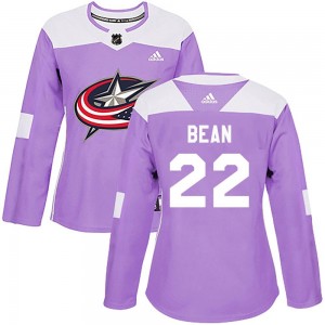 Jake Bean Columbus Blue Jackets Women's Adidas Authentic Purple Fights Cancer Practice Jersey