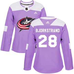 Oliver Bjorkstrand Columbus Blue Jackets Women's Adidas Authentic Purple Fights Cancer Practice Jersey