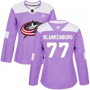 Nick Blankenburg Columbus Blue Jackets Women's Adidas Authentic Purple Fights Cancer Practice Jersey