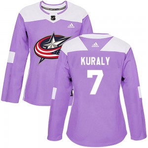 Sean Kuraly Columbus Blue Jackets Women's Adidas Authentic Purple Fights Cancer Practice Jersey