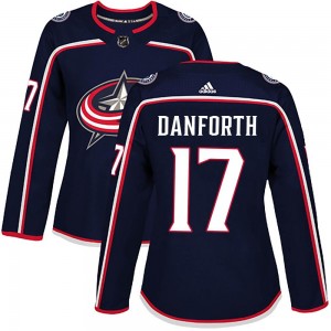 Justin Danforth Columbus Blue Jackets Women's Adidas Authentic Navy Home Jersey