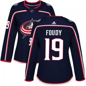 Liam Foudy Columbus Blue Jackets Women's Adidas Authentic Navy Home Jersey