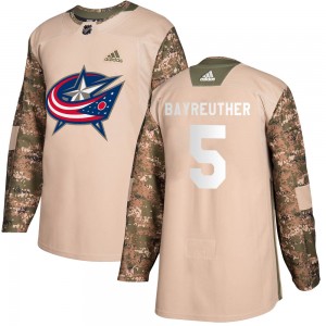 Gavin Bayreuther Columbus Blue Jackets Youth Adidas Authentic Camo Veterans Day Practice Jersey