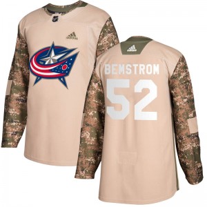 Emil Bemstrom Columbus Blue Jackets Youth Adidas Authentic Camo Veterans Day Practice Jersey