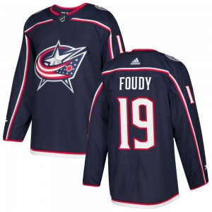 Liam Foudy Columbus Blue Jackets Men's Adidas Authentic Navy Home Jersey