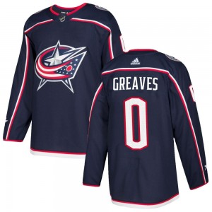 Jet Greaves Columbus Blue Jackets Men's Adidas Authentic Navy Home Jersey