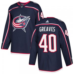 Jet Greaves Columbus Blue Jackets Men's Adidas Authentic Navy Home Jersey