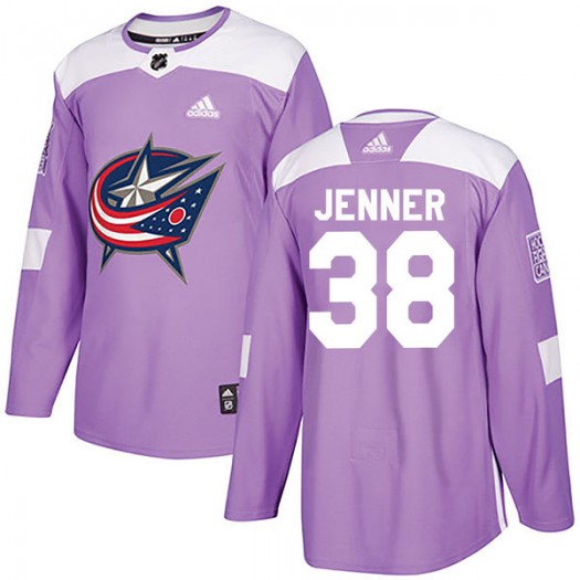 Boone Jenner Columbus Blue Jackets Youth Adidas Authentic Purple Fights Cancer Practice Jersey