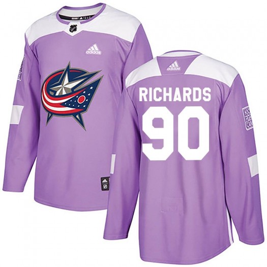 Justin Richards Columbus Blue Jackets Youth Adidas Authentic Purple Fights Cancer Practice Jersey