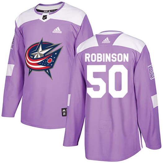 Eric Robinson Columbus Blue Jackets Youth Adidas Authentic Purple Fights Cancer Practice Jersey