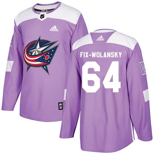 Trey Fix-Wolansky Columbus Blue Jackets Men's Adidas Authentic Purple Fights Cancer Practice Jersey