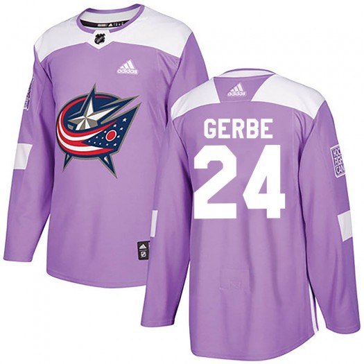 Nathan Gerbe Columbus Blue Jackets Men's Adidas Authentic Purple Fights Cancer Practice Jersey
