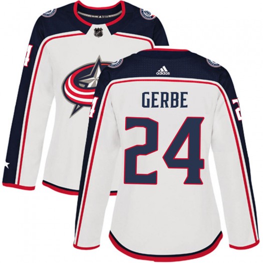 Nathan Gerbe Columbus Blue Jackets Women's Adidas Authentic White Away Jersey