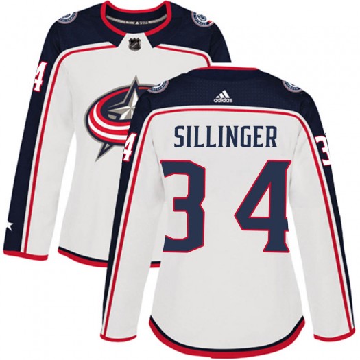 Cole Sillinger Columbus Blue Jackets Women's Adidas Authentic White Away Jersey