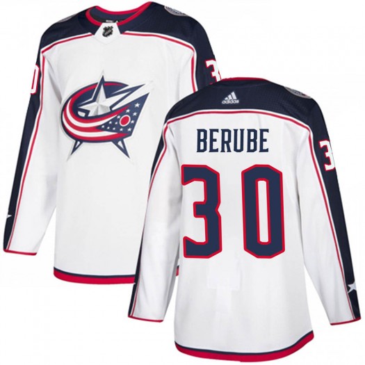 Jean-Francois Berube Columbus Blue Jackets Youth Adidas Authentic White Away Jersey