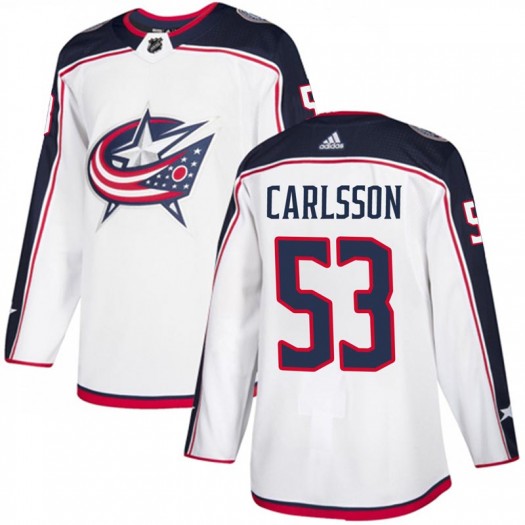 Gabriel Carlsson Columbus Blue Jackets Youth Adidas Authentic White Away Jersey