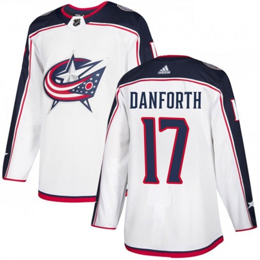 Justin Danforth Columbus Blue Jackets Youth Adidas Authentic White Away Jersey