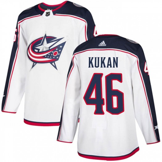 Dean Kukan Columbus Blue Jackets Youth Adidas Authentic White Away Jersey