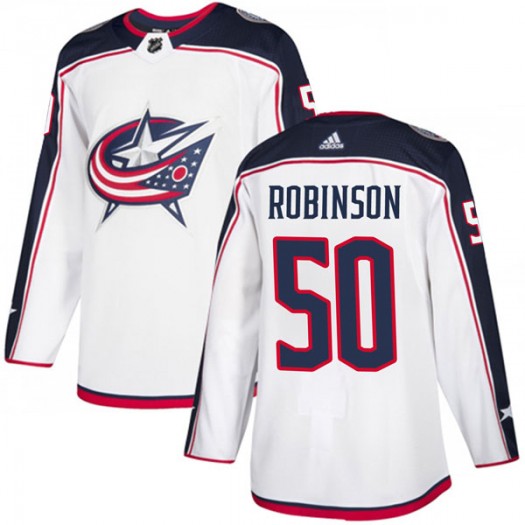 Eric Robinson Columbus Blue Jackets Youth Adidas Authentic White Away Jersey