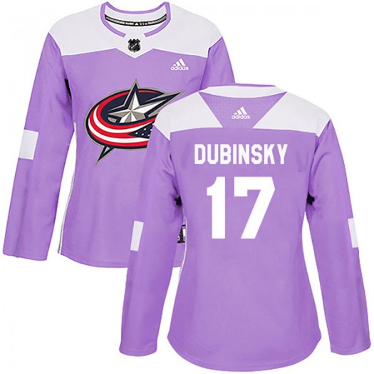 Brandon Dubinsky Columbus Blue Jackets Women's Adidas Authentic Purple Fights Cancer Practice Jersey