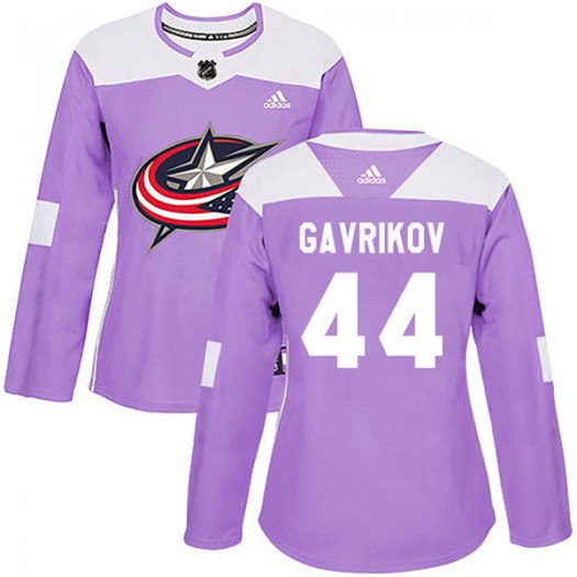 Vladislav Gavrikov Columbus Blue Jackets Women's Adidas Authentic Purple Fights Cancer Practice Jersey